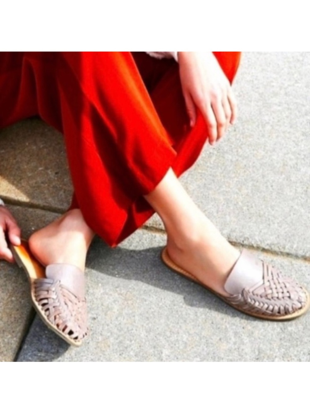 Latigo Brown Woven Leather Slide Mule Sandals Size 9.5